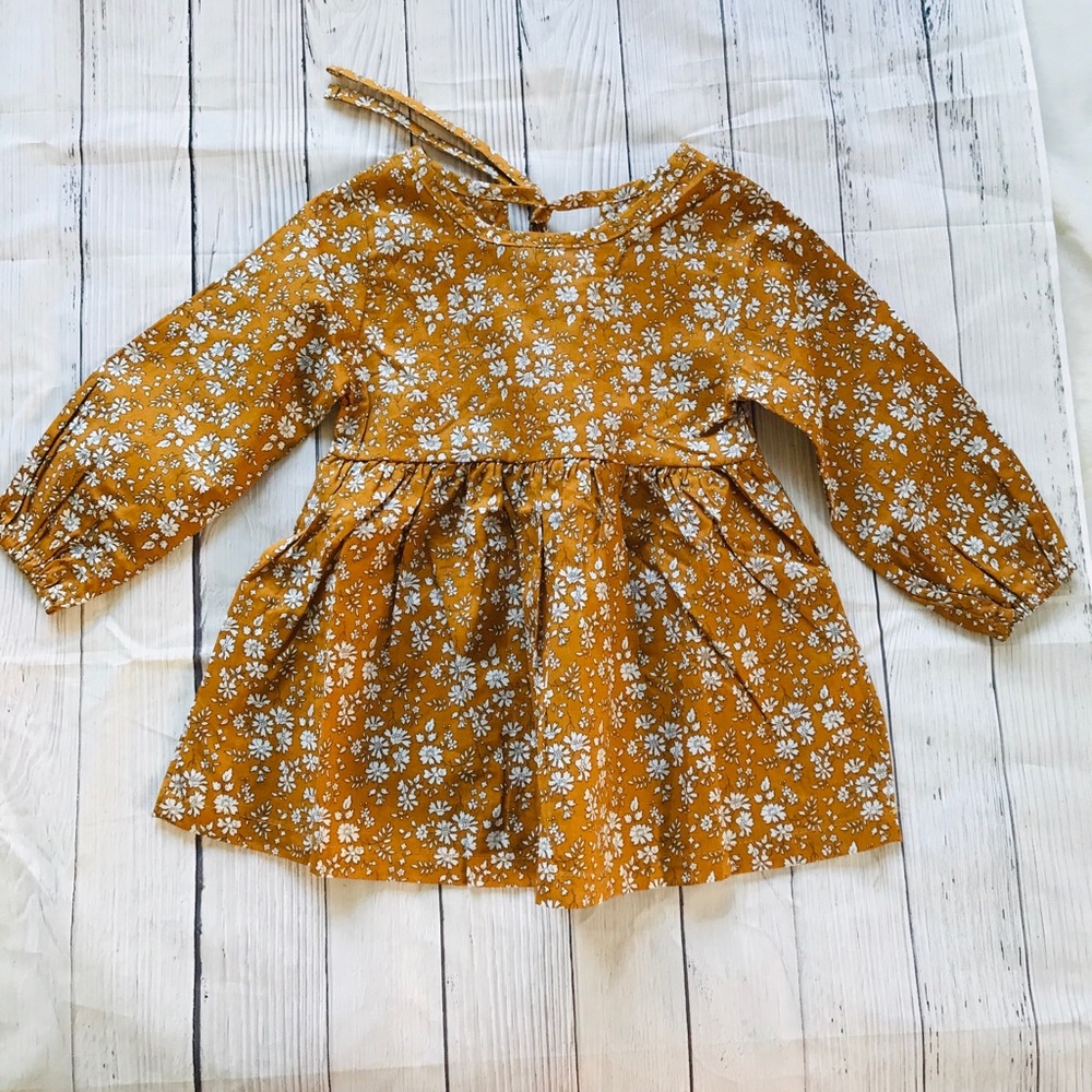 Brand New Mustard Floral Dress Size 6-12 Months